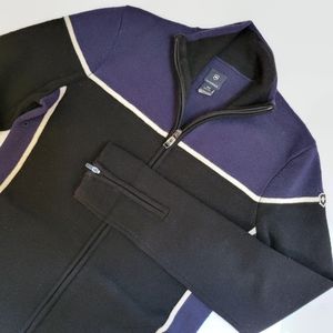 Victorinox Full Zip Wool Black and Blue Sweater